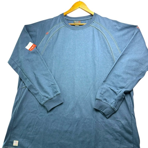 Ariat Blue Long Sleeve flame resistant Tee Crew Neck - Picture 1 of 16